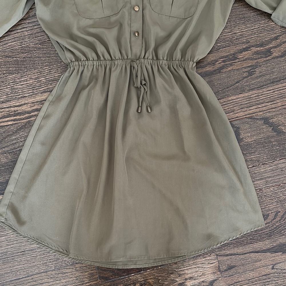 Khaki Button-Up Shirt Dress (size M) - Picture 5 of 6